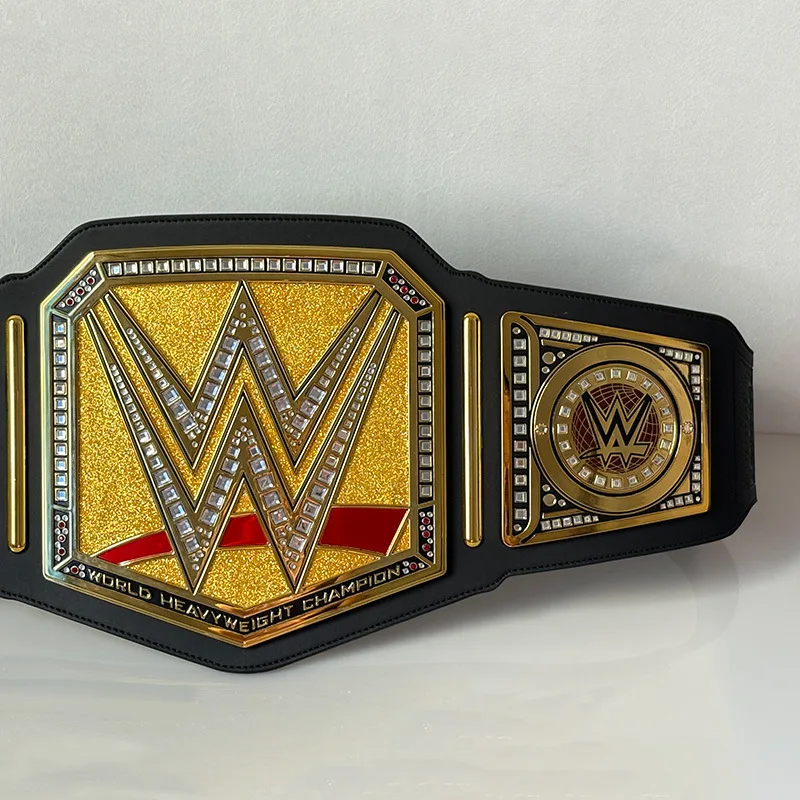 WWE World Heavyweight Champion Golden Belt Replica Diamond Embedded Collectible Ornament Action Figure Toy for Fans