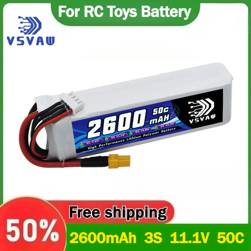 

High-Quality 2600mAh 3S 11.1V 50C Rechargeable Drone Battery for Remote Control Boat Model WL935 High-rate Lithium Battery