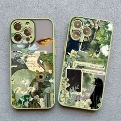 Creative Black Cat Illustration Shockproof Case for iPhone 12 11 Pro Max 14 13 15 Pro Max Back Phone Cover X XS XR 7 8Plus Capa