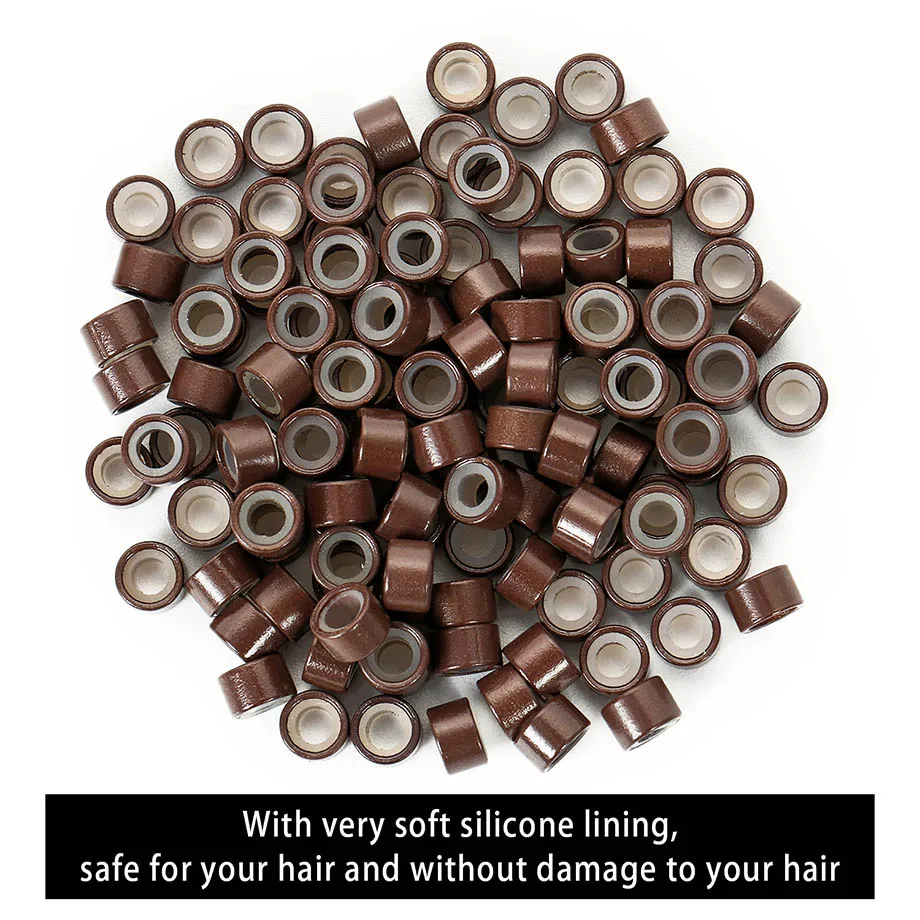 Silicone Micro Ring,Extension Beads,2000Pcs Micro Ring Silicone Hair Extension,For I Tip Hair Extensions (Black/Blonde/Brown)