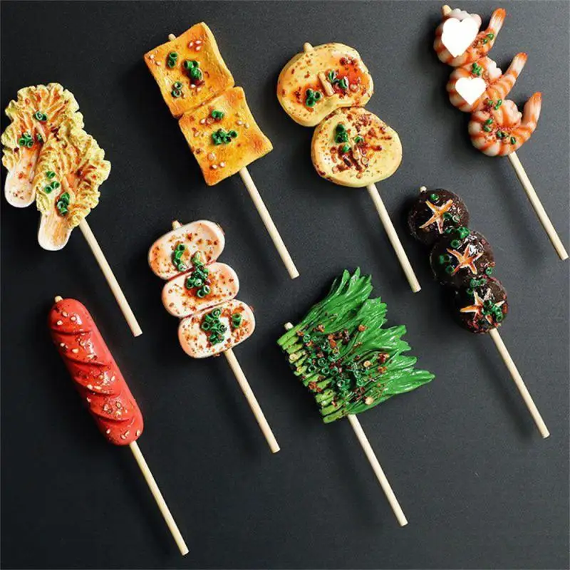 3d Resin Magnet Vivid Details Imaginative Large Food Toys Travel Souvenirs Travel Souvenir Barbecue Skewers Tourist Souvenirs