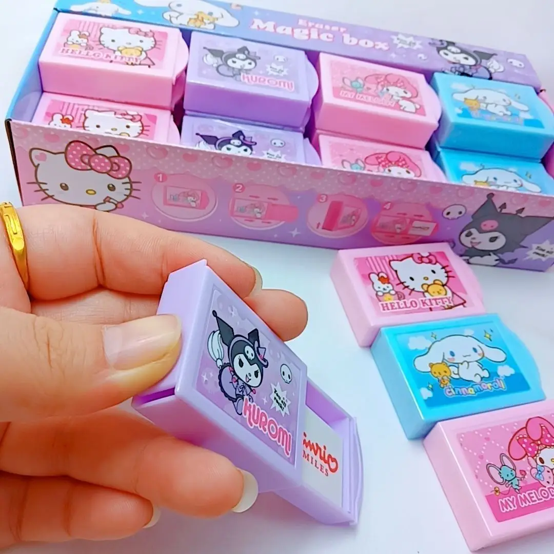 

Cartoon Sanrio Kuromi Hello Kitty Magic Box Eraser Cute Hide Erasable Multifunctional Student Stationery Creative Children Gifts