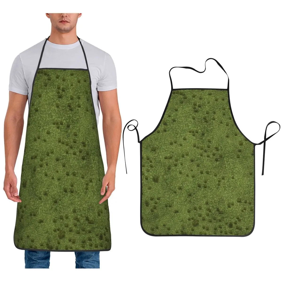 

Grass Battlemat Apron Chef Cooking Cuisine Tablier Sleeveless Bib Kitchen Cleaning Pinafore for Women Men Painting