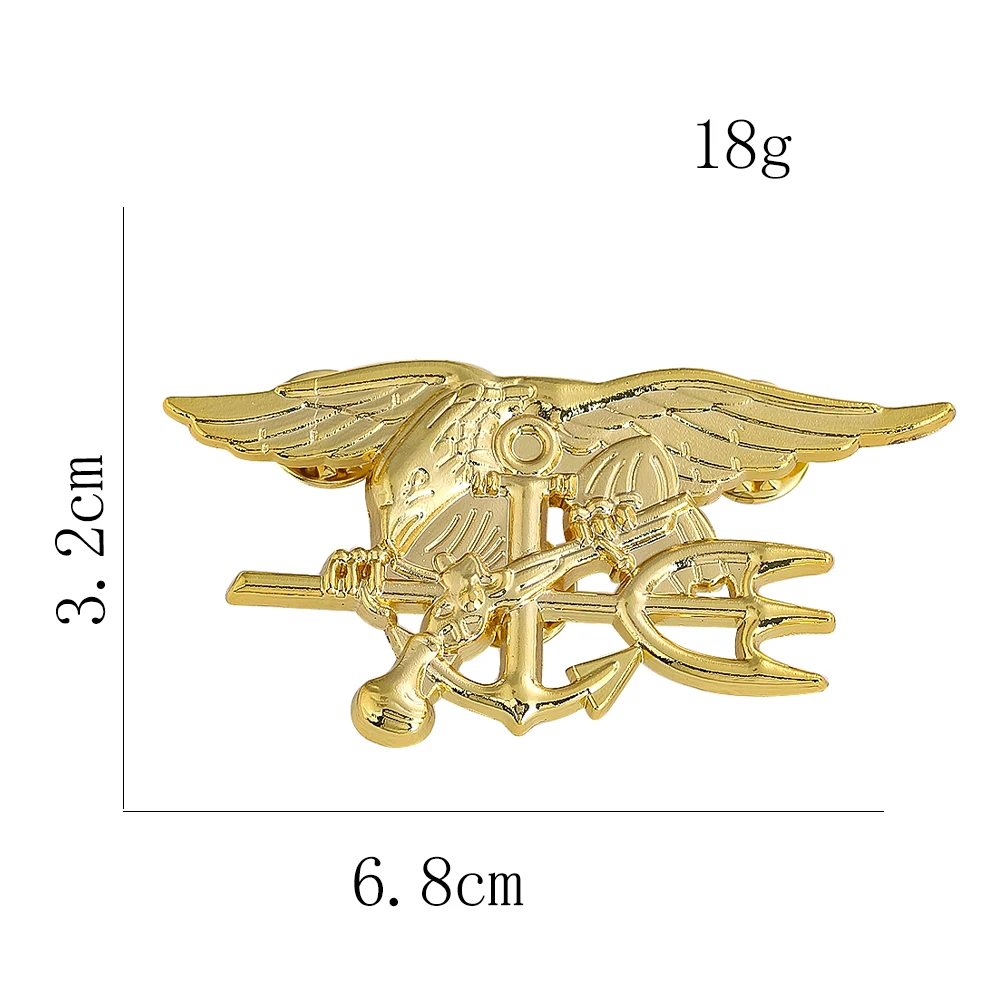 1pc Metal 3D Eagle Trident Anchor Brooch Badge Fashion American Style Clothing Jewelry for Coat Backpack Decor Pin Accessories