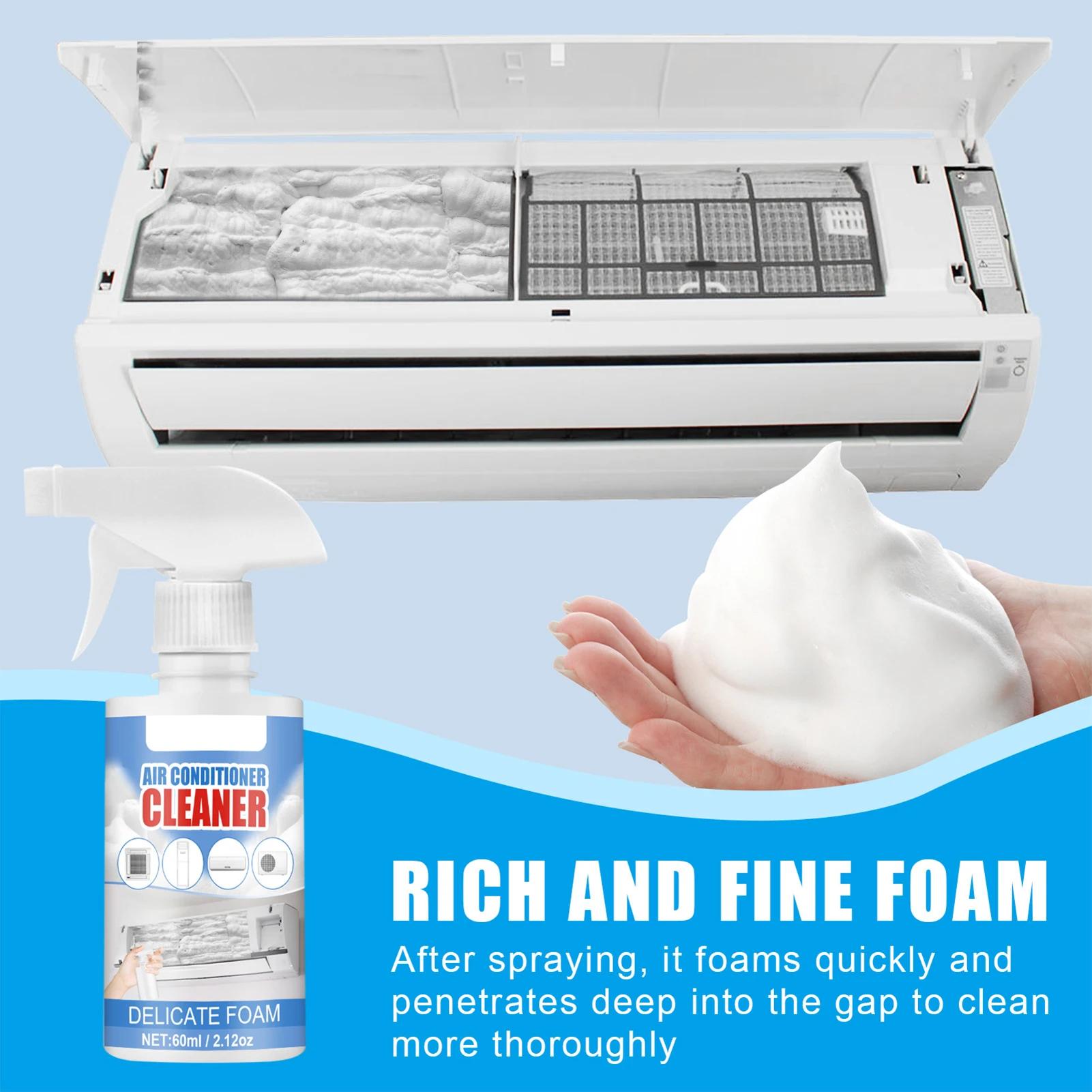 Air Filters Bubble Cleaner Spray Evaporator & Condenser Coil Cleaning Deodorizer for Central Units Car Radiators