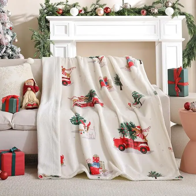 Flannel Blanket Christmas Element Gift Personalized Blanket Digital Printing Blanket Source Manufacturer Wholesale Animation