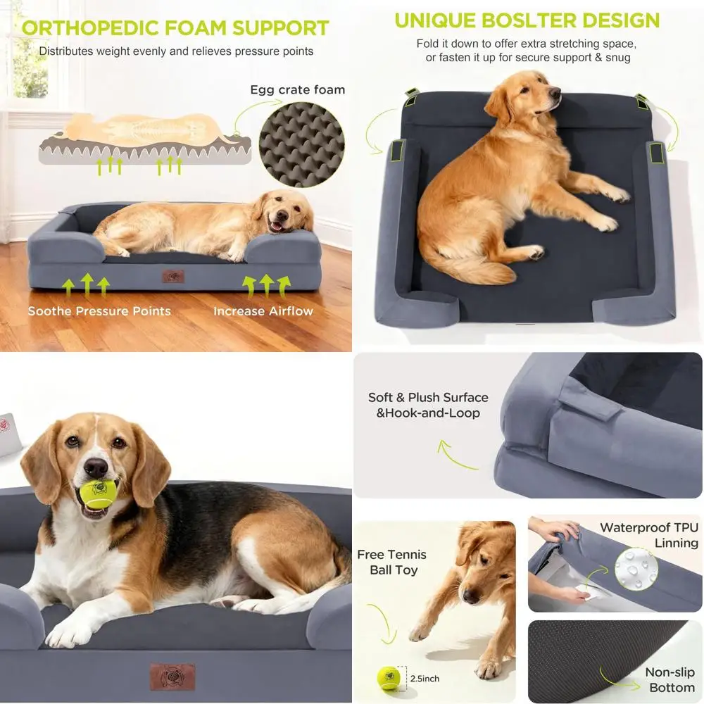 

Large Dog Orthopedic Bed with Waterproof Memory Foam and Removable Cover, 36x27