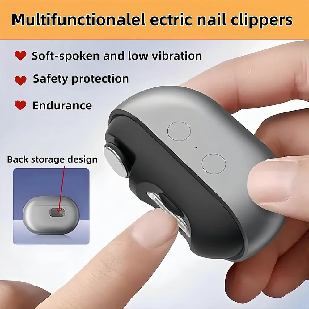 

3 in 1 Electric Nail Clipper Electric Nail Trimmer Polisher Portable Fingernail Cutter with Light File Nail Clip Storage