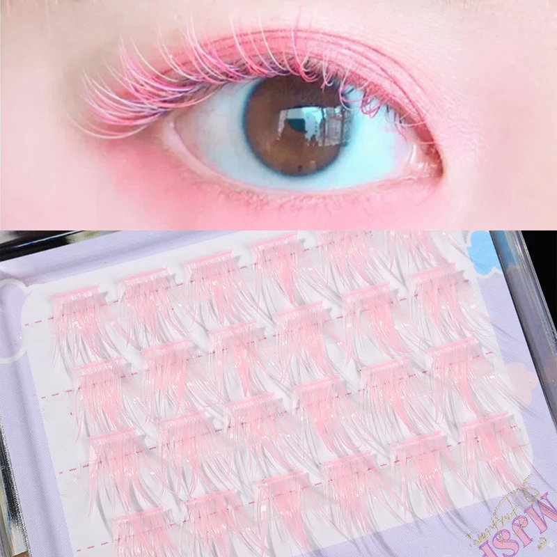 Colorful Bundles Individual Lashes White Blue Fluffy Eyelash Extension Natural Faux Mink Lash DIY Cluster False Eyelashes Makeup