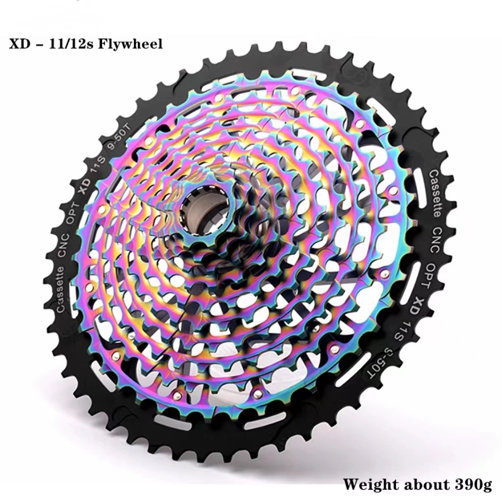 

Ultralight CNC Steel Cassette for Mountain Bicycle, Flywheel Rainbow, 11, 12Speed, 9-42, 46, 50T, XD, 380g