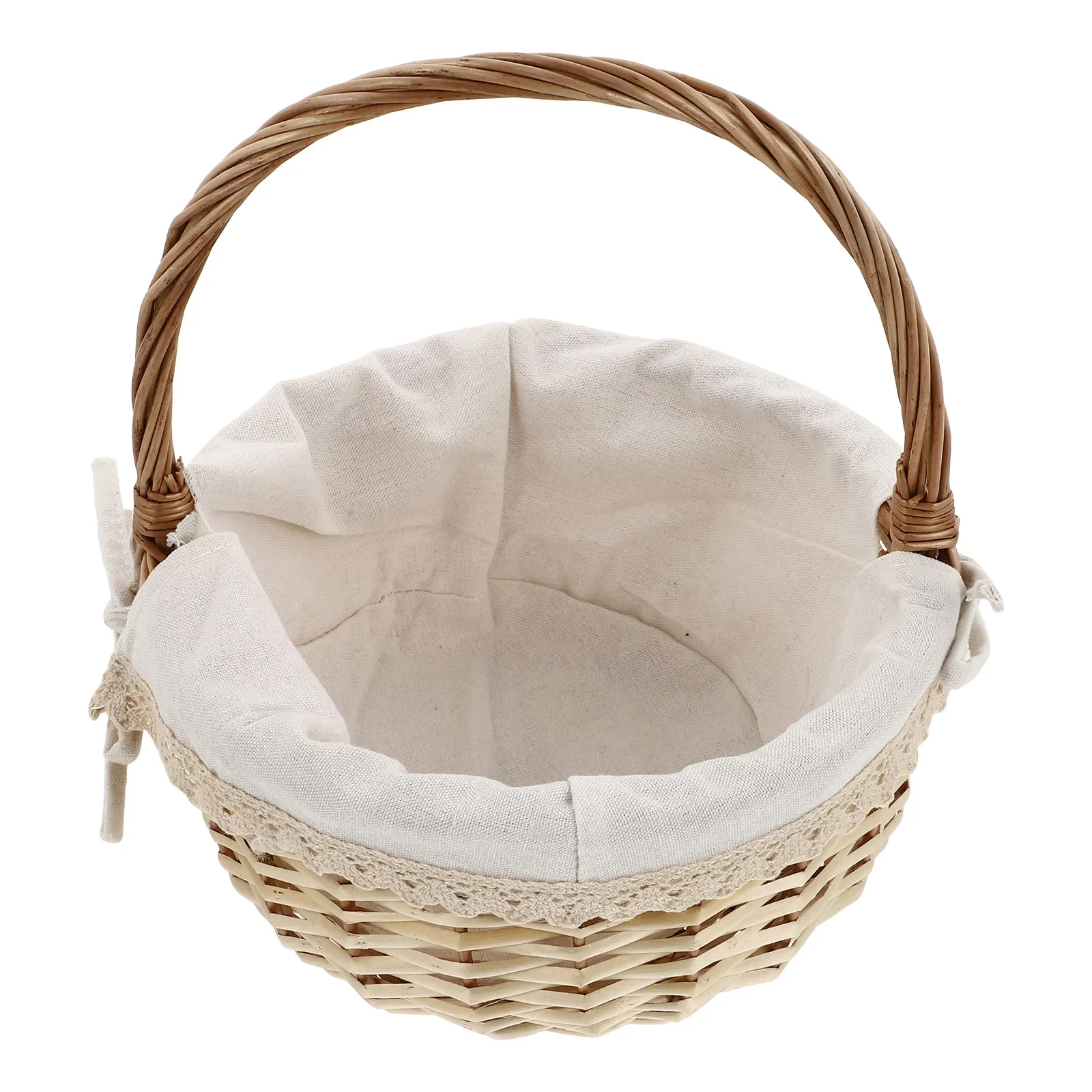 

H made Picnic Woven Storage Basket Durable Storage Portable Hamper Home Decor Fruit Photo Prop Basket Household