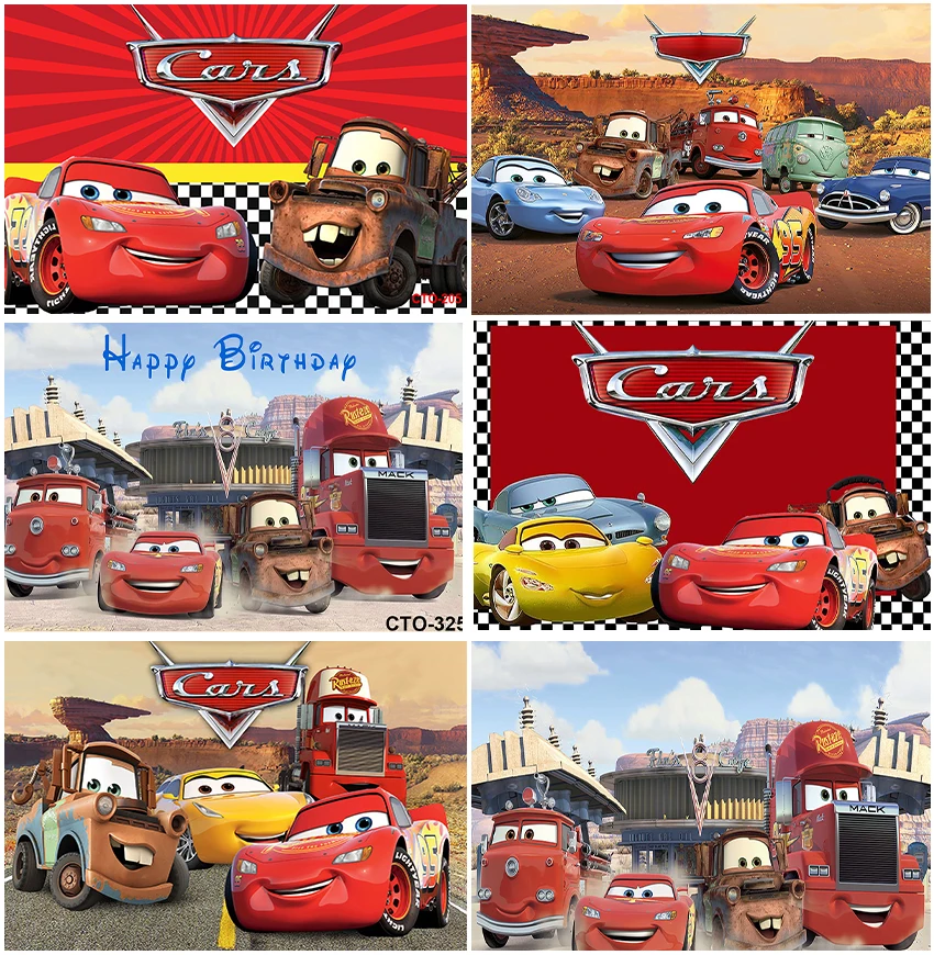 

Cars McQueen Backdrops For 1st Birthday Party Newborn Baby Shower Photography Racing Growth Backgrounds Banner Photozone Props