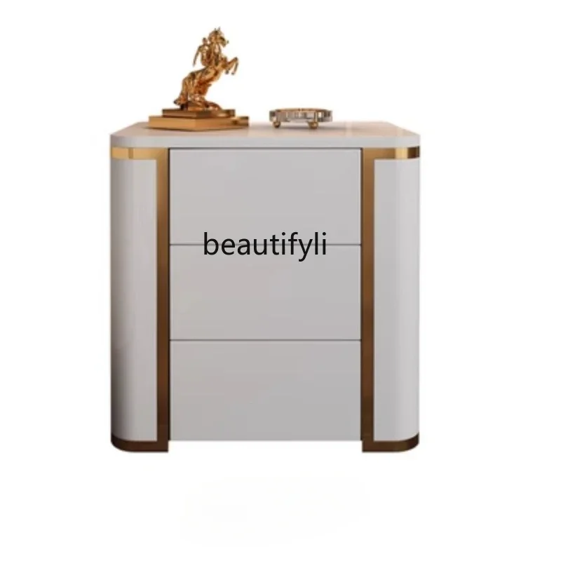 

S Post-Modern Bedroom Solid Wood Paint Locker Light Luxury Piano Paint Bedside Bedside Storage Chest of Drawers