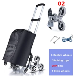 150KG with  6 Crystal Wheels All Terrain Stair Climbing Cart Hand Truck with Bungee Cord Folding Trolley for Upstairs Cargo