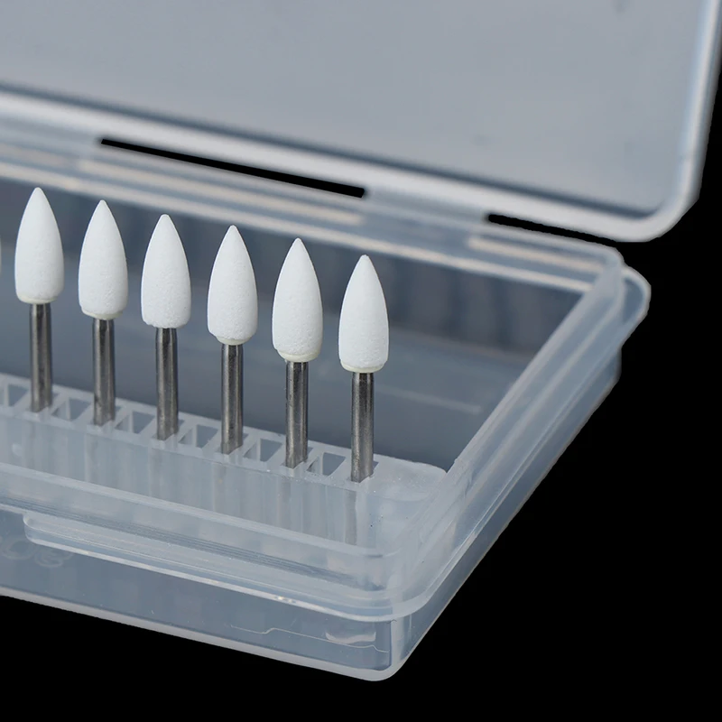 12pcs / Set Dental White Polishing Stones Flame Cone shape burs Arkansas Stone Bur Fit For High Speed Handpiece