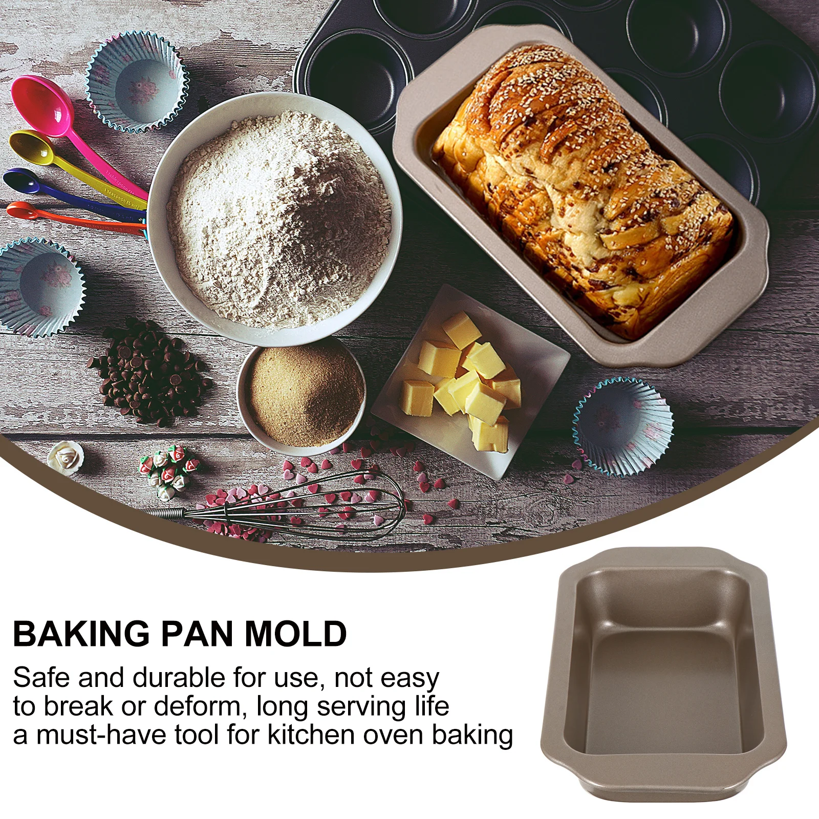 

Deep Baking Pan Carbon Steel Nonstick Kitchen Bakeware For Oven Bread Cake Rust Resistant Freezer Safe Baking Mold