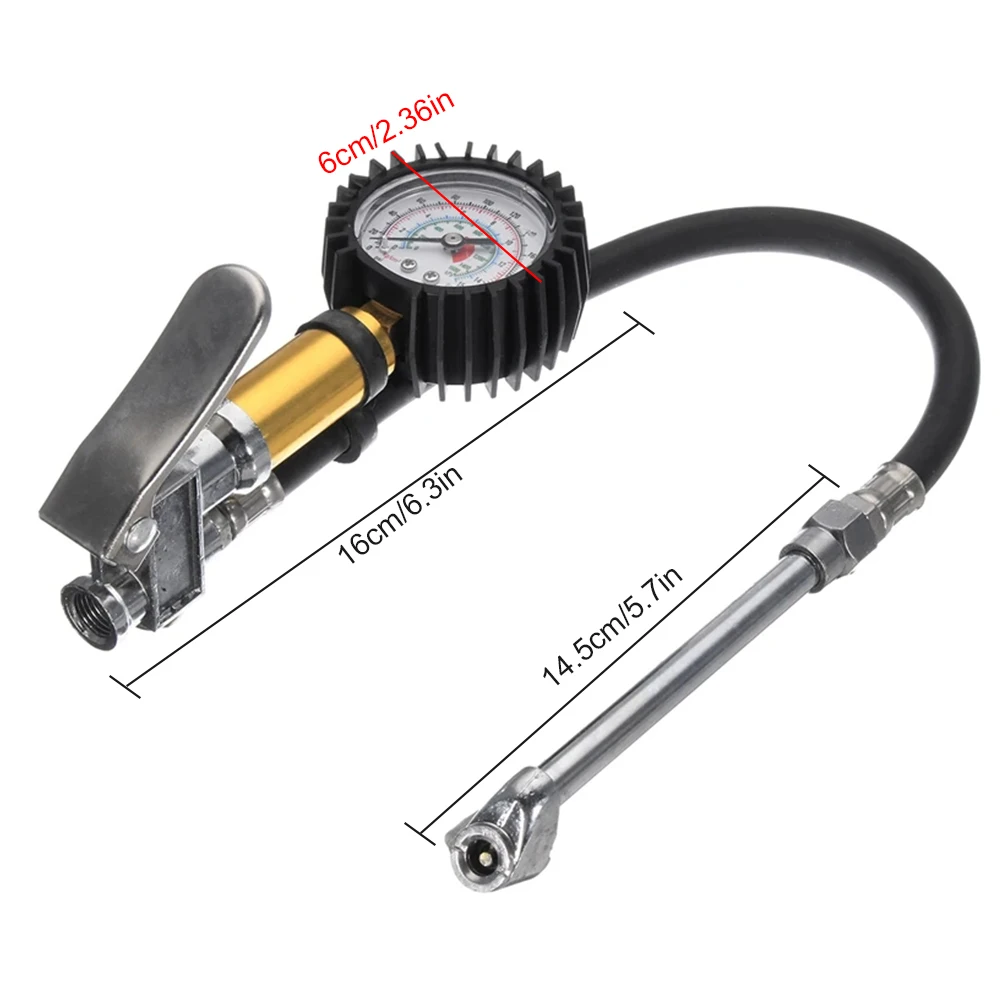 Universal Tyre Air Pressure Tester Long Tube Tire Pressure Gauge Meter 0-220psi High-precision for Car and Motorcycle Car Tool