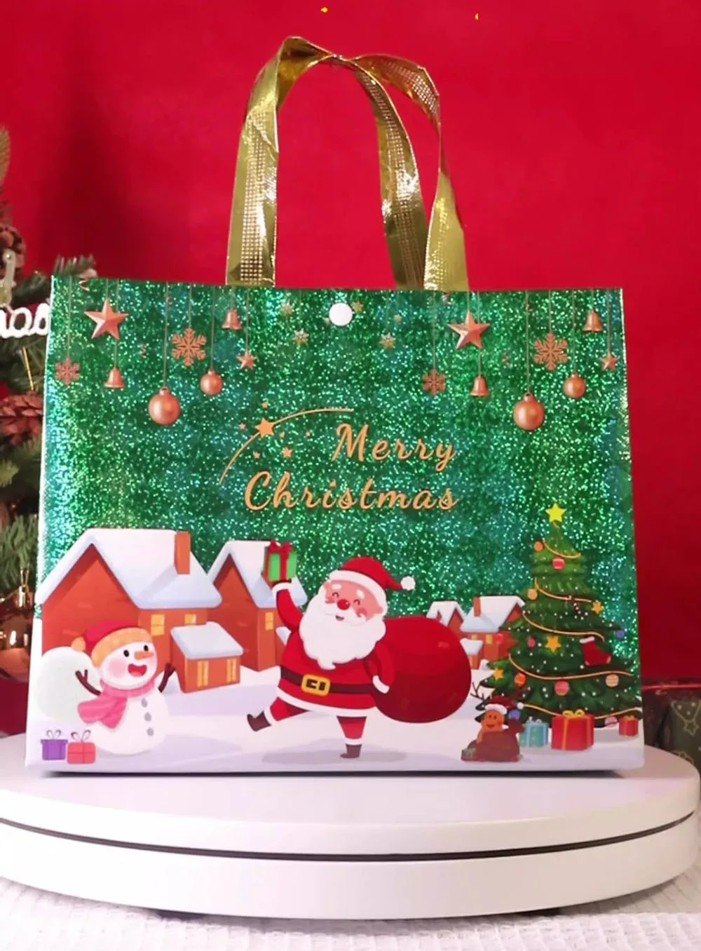 حقيبة هدايا عيد الميلاد حقيبة تسوق سانتا الاحتفالية غير منسوجة حقيبة غير منسوجة لهدايا عيد الميلاد ورأس السنة الجديدة
