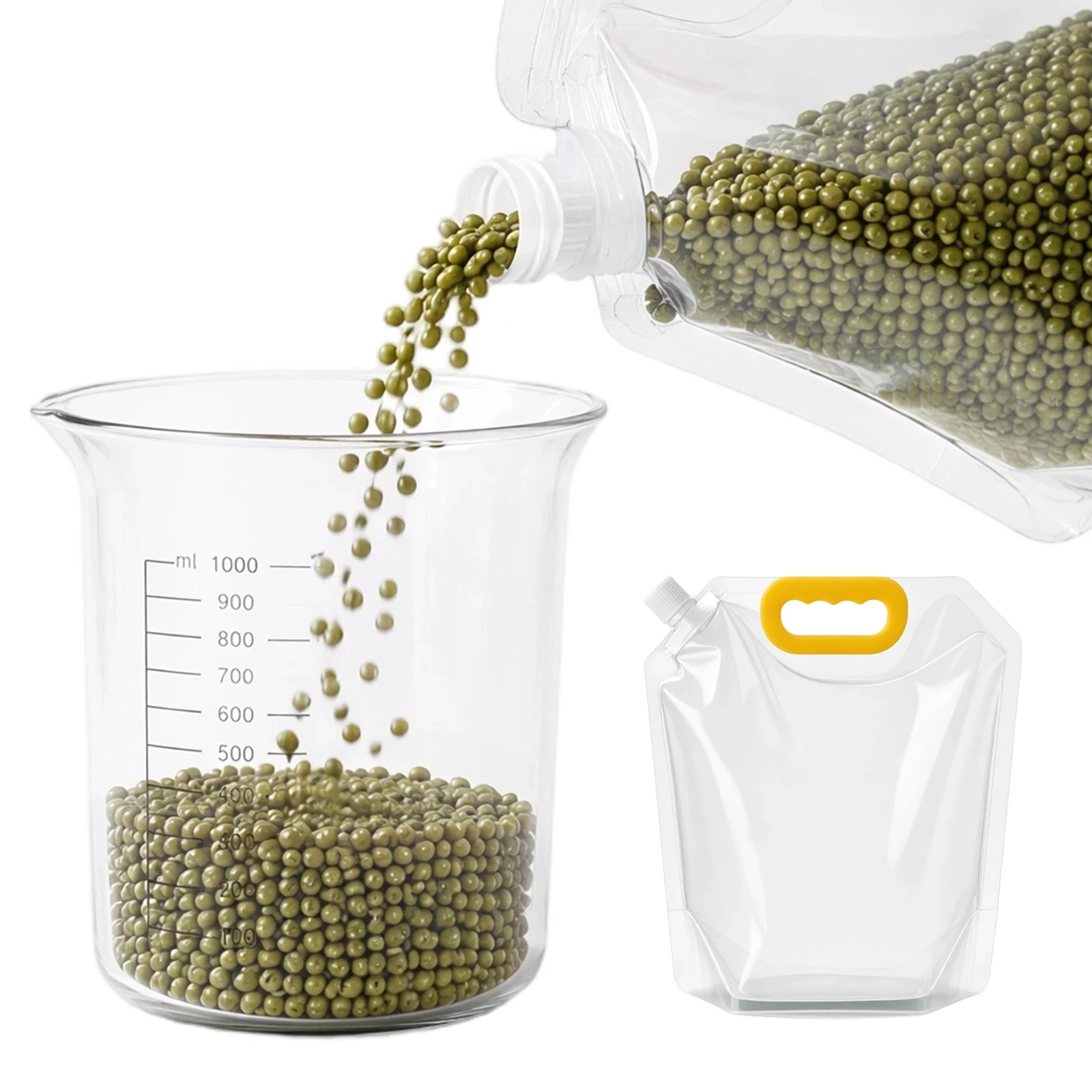 Food Storage Reusable Bags - ถุงเก็บอาหารแห้งพร้อมหูจับ ภาชนะเก็บซีเรียลแบบปิดสนิท ขนาดใหญ่ ใช้ซ้ำได้ อุปกรณ์จัดระเบียบครัวและห้องเก็บของ
