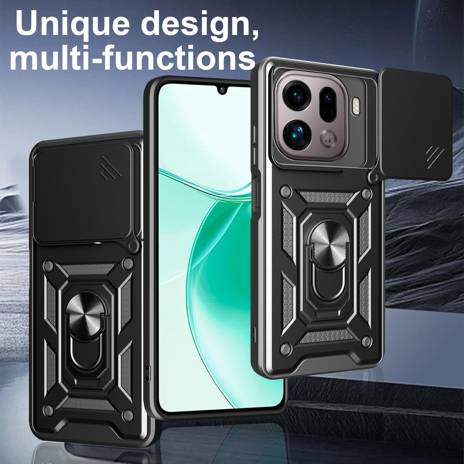 Case for OPPO Find X9 Pro, double-layer protection (soft TPU+hard PC), anti drop, anti fingerprint phone cover