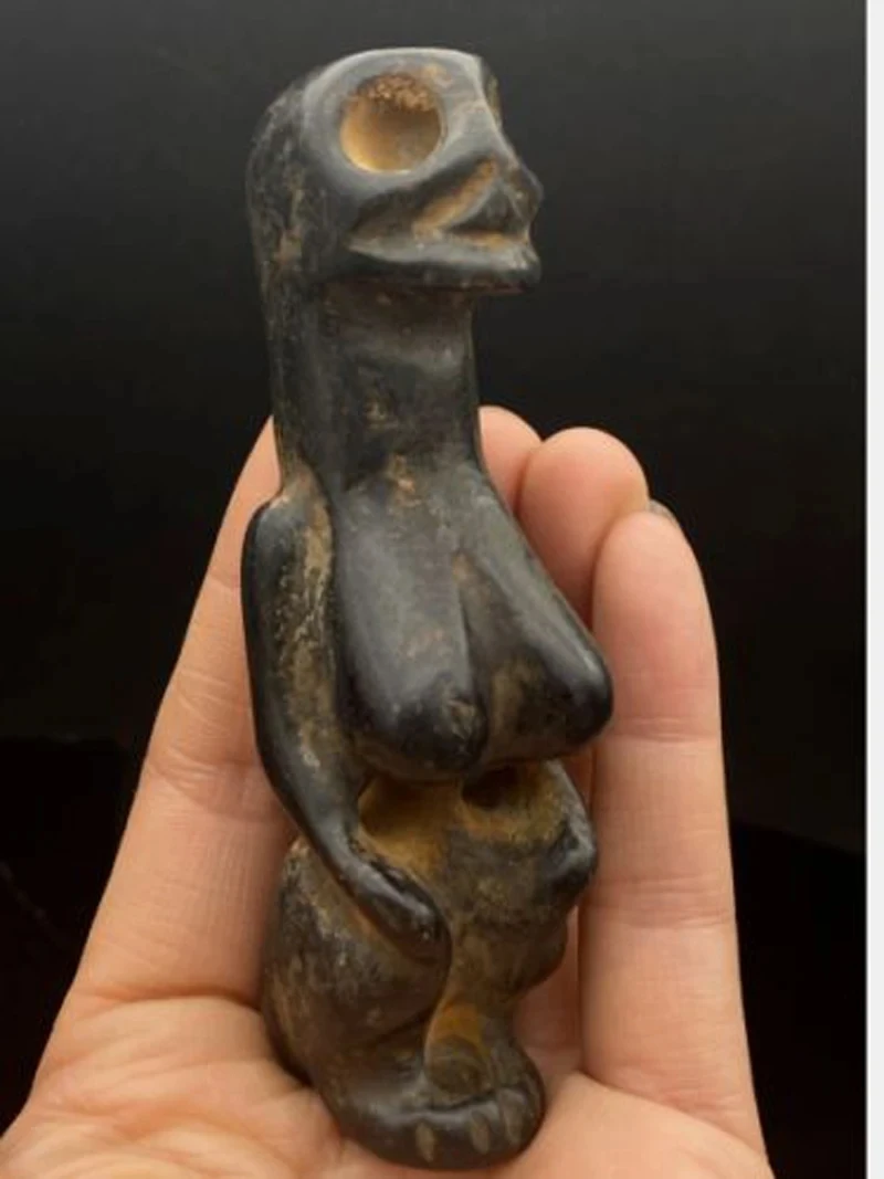 Chinese Hongshan Culture Meteorite Rare Woman Exquisite Hand Carved Pendant statues for decoration Collection ornaments Gift