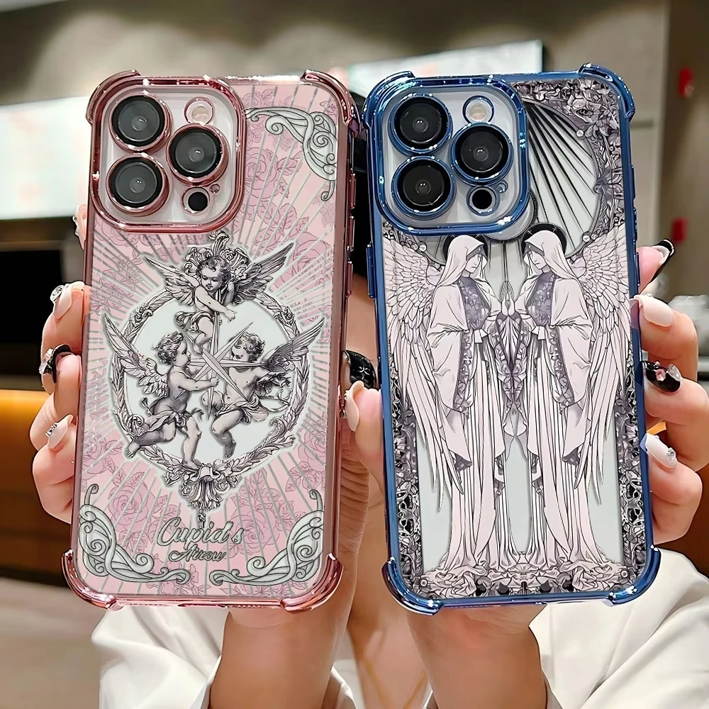 Middle Ages Retro Cupid Angel Phone Case for Samsung Galaxy A55 A35 A25 A15 5G A24 A23 A22 A32 A52 A52S A73 A51 A13 A12 4G Cover