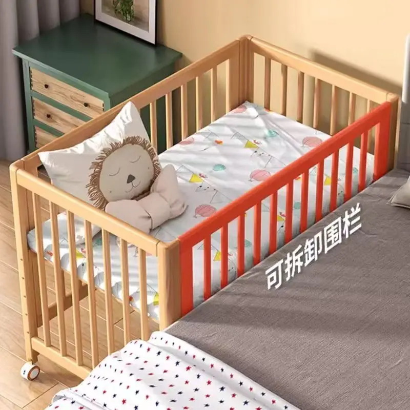 Solid wood splicing movable imported beech bed