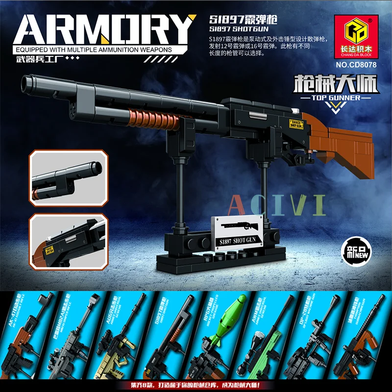 Technical Building Blocks toys Gun AK47 Revolver Submachine Sniper Barrett WW2 Military Army War SWAT Weapon Model for children