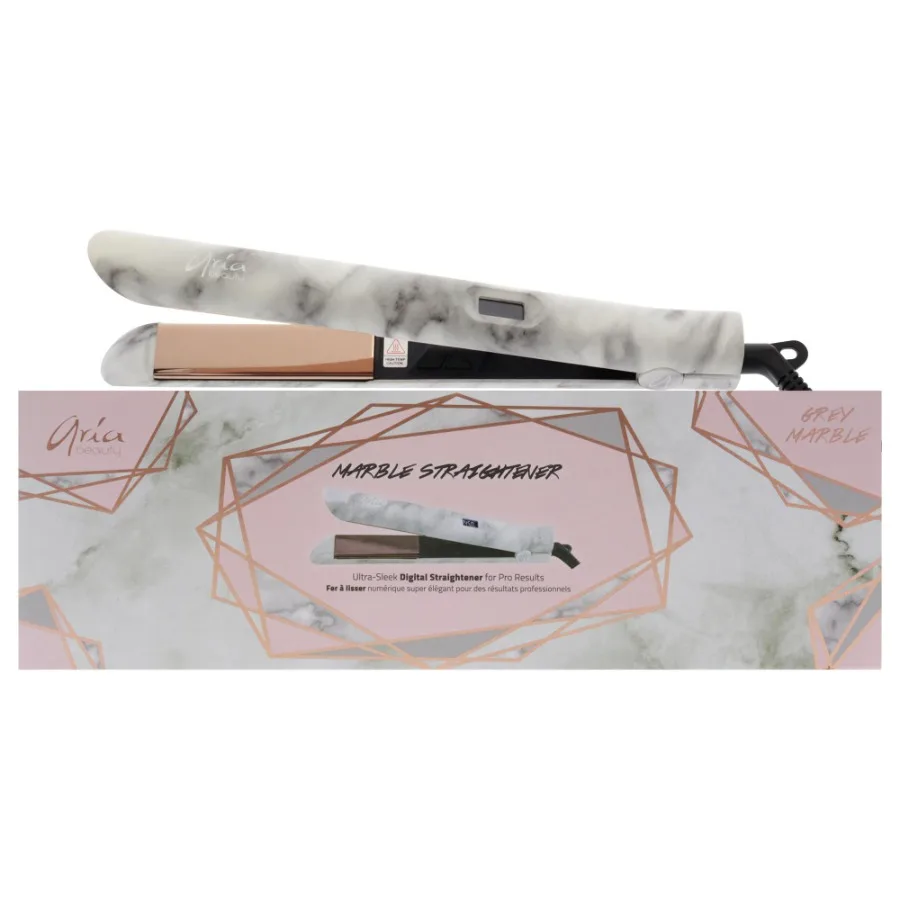 

Digital Hair Straightener Grey Marble by Aria Beauty for Women 1 Inch Flat Iron