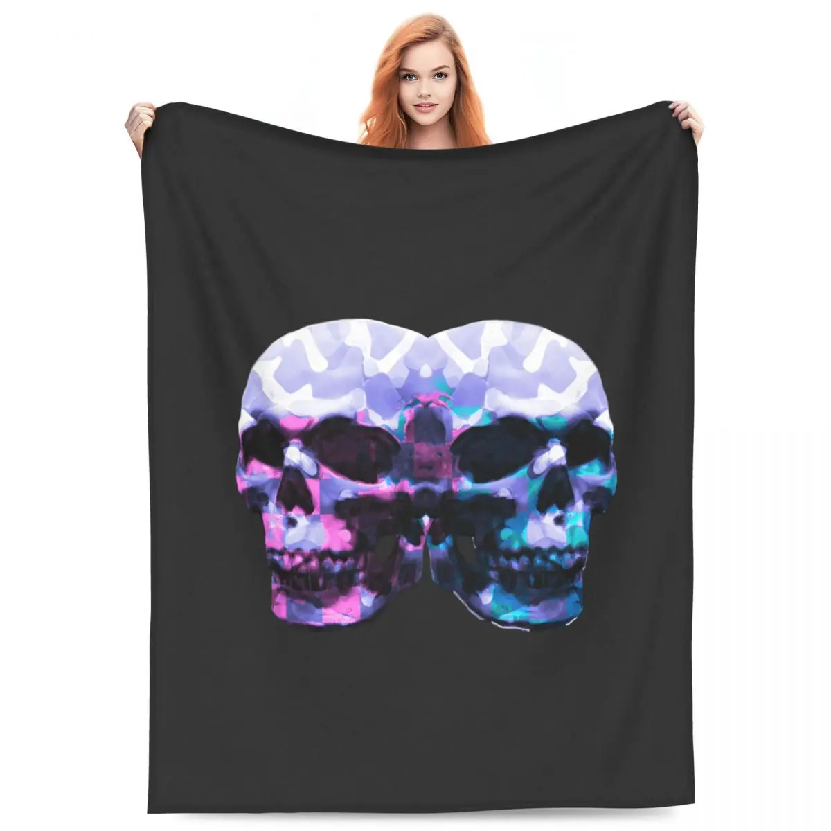 Human Skeleton Blankets Flannel Sofa Throw Blanket Multi-function for Couch Bedding Outdoor Throws Bedspread Quilt