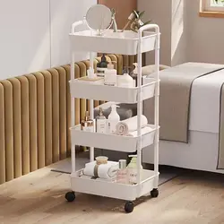 3/4Layer Bathroom Storage Organizer Shelf Organizer Living Room Shelf Multi-functional and Multi-scenario Trolley Corner Shelves