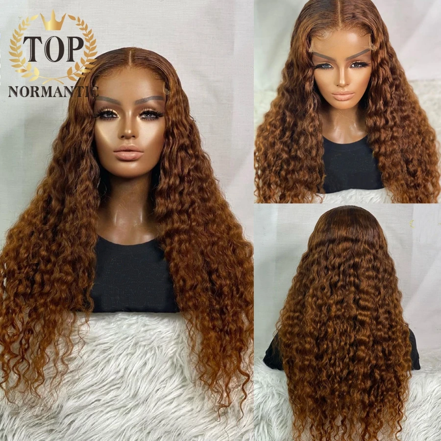 Topnormantic Brown Color 13x6 Lace Front Wigs For Women Remy Indian Human Hair Deep Curly Wig Preplucked Hairline