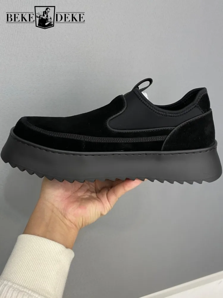 

Mens Casual Shoes Comfortable Versatile Footwear Sneakers Cowhide Slip On Round Toe Daily Patchwork Genuine Leather Loafers Mens