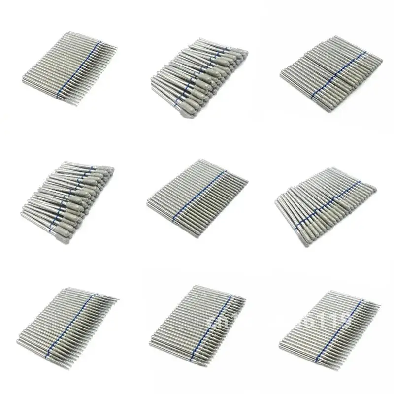 50 pcs/set drill bit set for nails Cutter Dental Diamond Grinding Polish Burs Dental Lab Polisher 2.35mm Shank Nail Tools