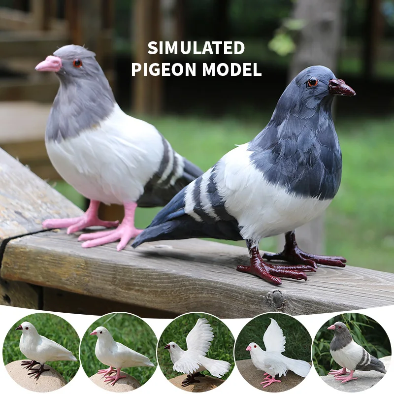 1pc Realistic Simulation Furry Pigeon Dove Ornaments Feather Bird Animal Model Kids Gift Home Decoration Bird Handicraft