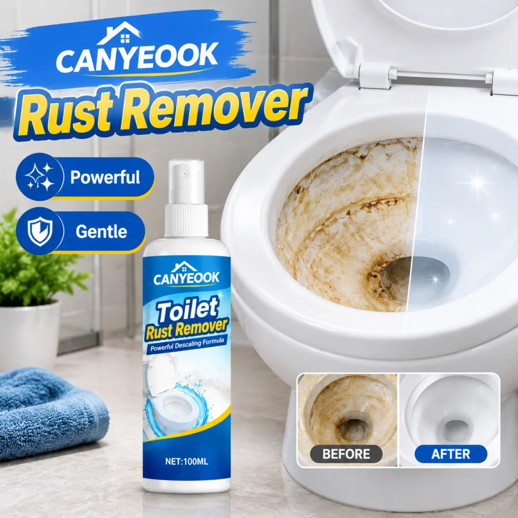 CANYEOOK Toilet Rust Remover 100ml Spray, Ceramic & Hardware Descaler, Removes Rust, Limescale & Yellow Stains, Restores Shine