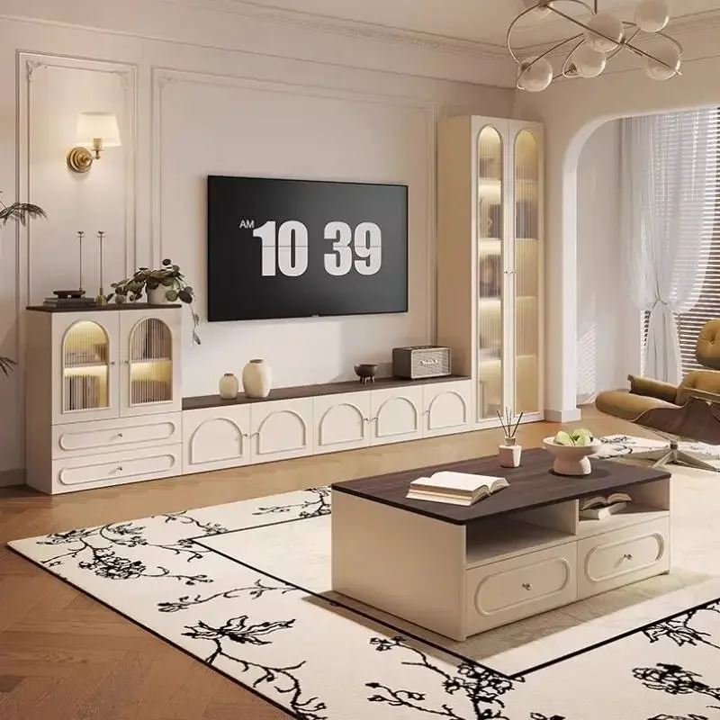 Classic Contemporary Low Tv Cabinet Premium Minimalist Adjustable Wooden Tv Cabinet Mobile Soggiorno Entertainment Furniture