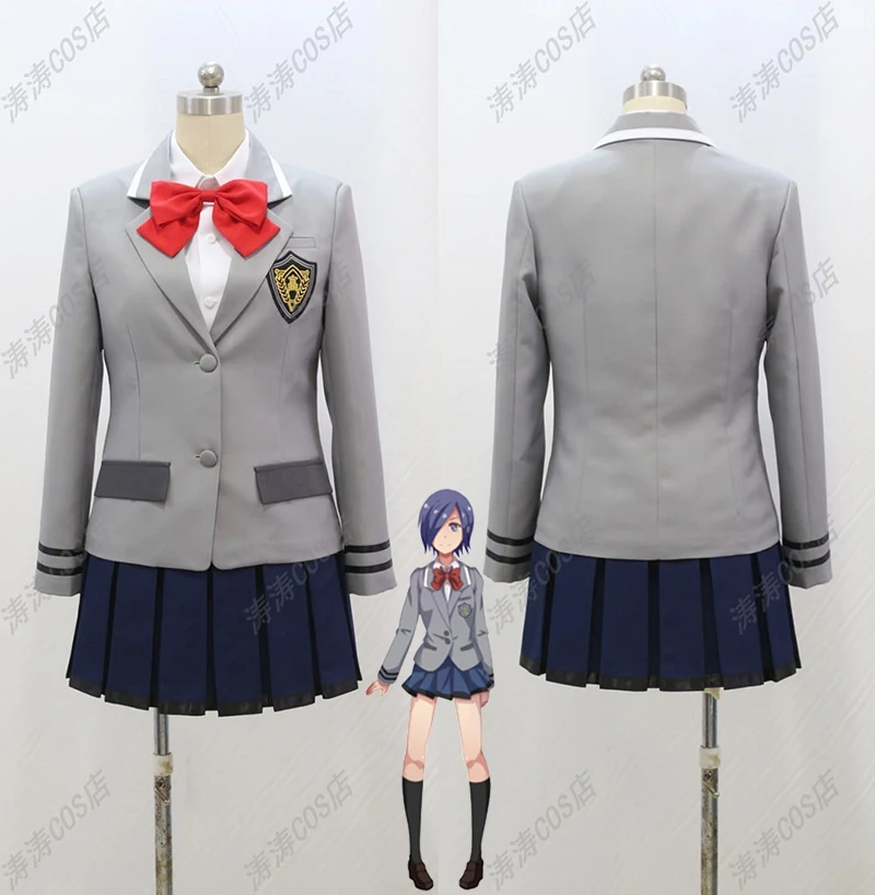 

Anime Tokyo Ghoul Touka Kirishima Cosplay Costumes School Uniform Women Coat Shirt Skirt Bowknot Outfits Daily Wear Clothes