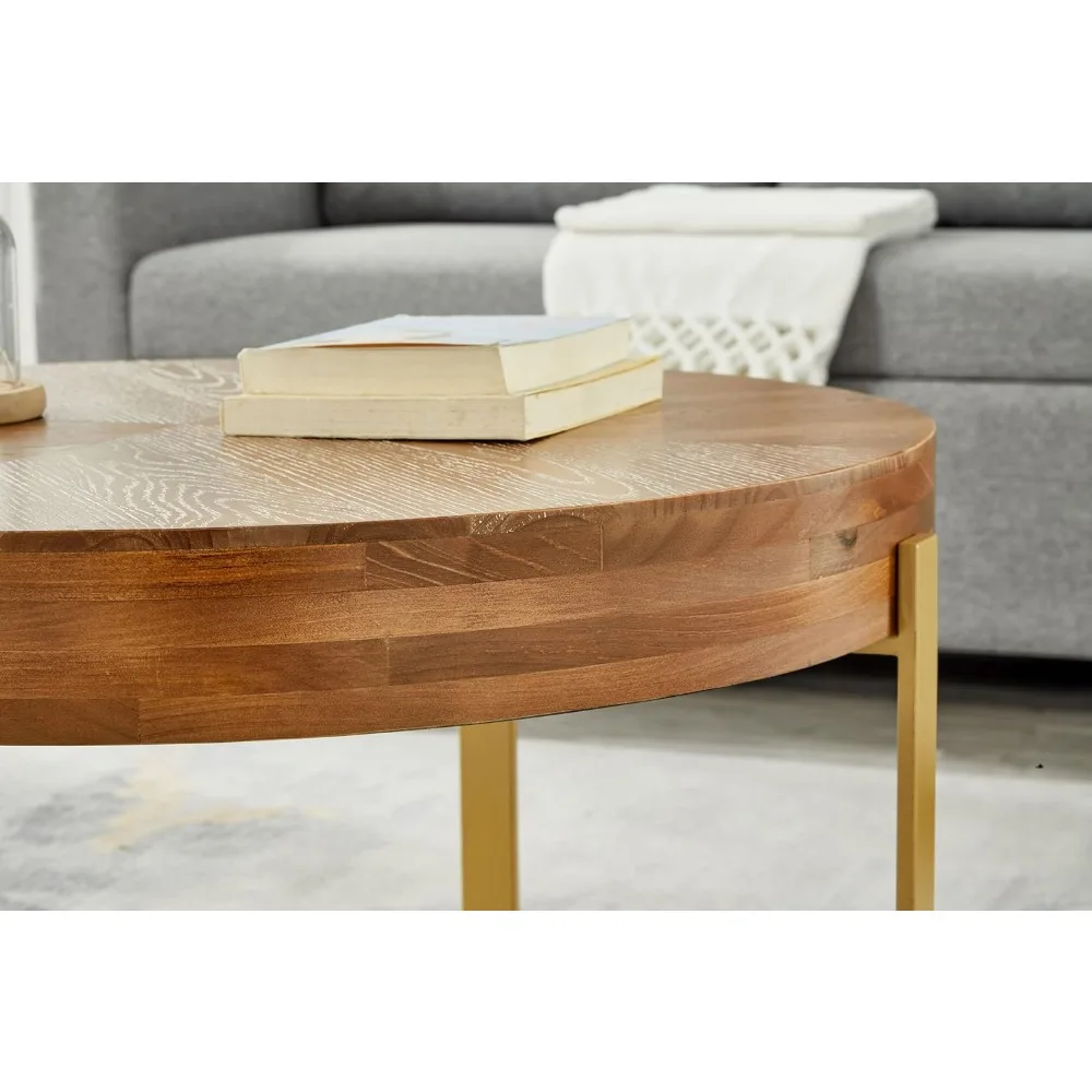 Круглые деревянные журнальные столики с металлическими ножками, круглый журнальный столик в фермерском доме для гостиной, деревянный кофе в деревенском стиле середины века