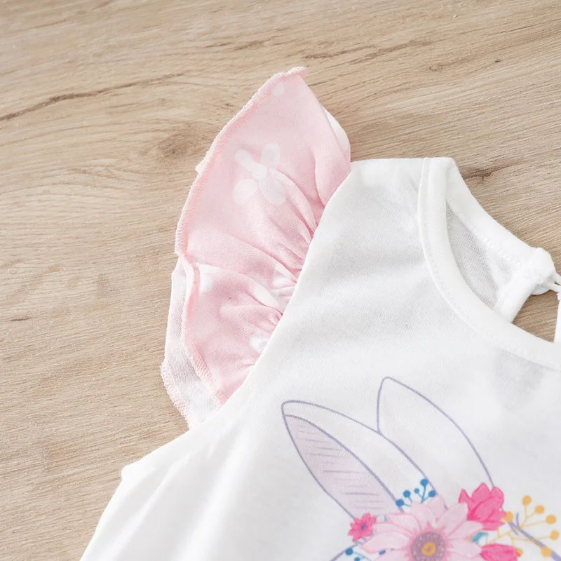 ملابس أطفال 2025 ملابس بناتي حديثي الولادة صيفية 0-18 شهرًا رومبير بدون أكمام للفتيات الصغيرات، تصميم أرنب لعيد الأم