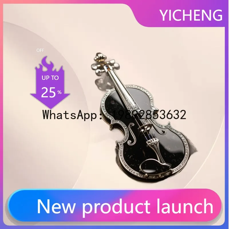 

XZ exquisite literary and artistic fan black violin brooch fashionable wear music element pin decoration