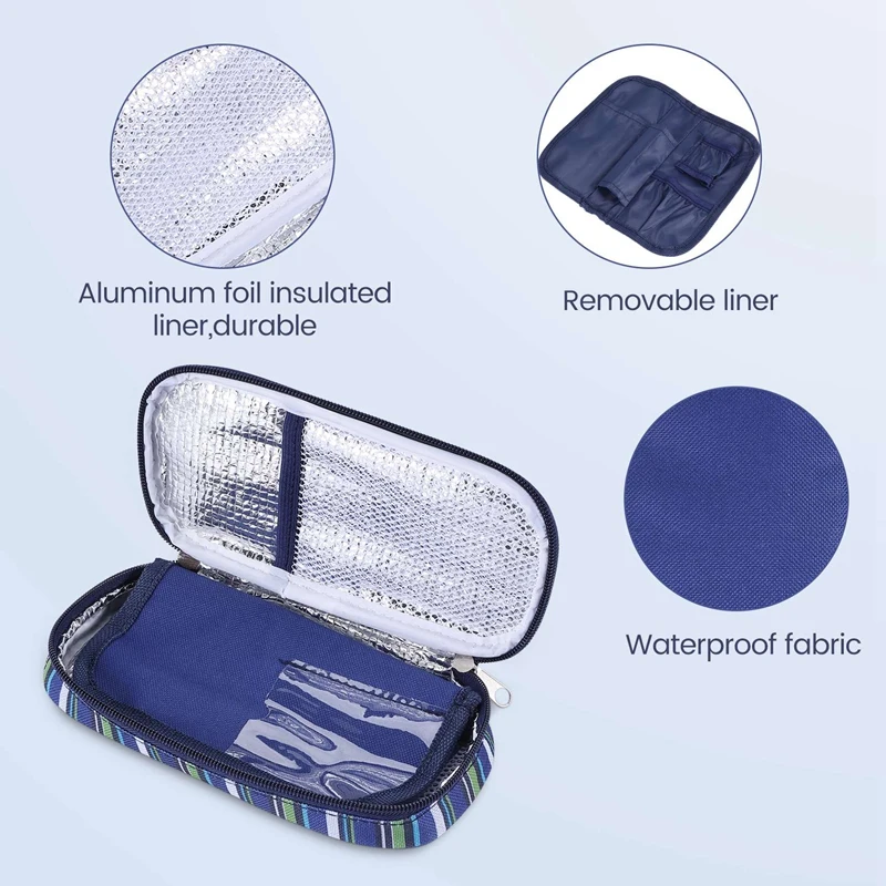 Insulin Cooler Travel Case Diabetic Medication Organizer Medicals Cooler Bag Waterproof And Insulation Liner