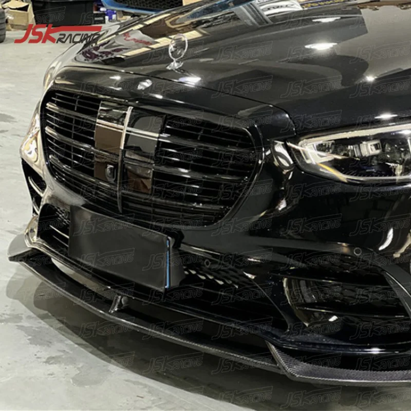 

Mans Style Dry Carbon Fiber Spoiler For 2021-2023 Mercedes Benz S-Class W223 Front Bumper Lip Splitter