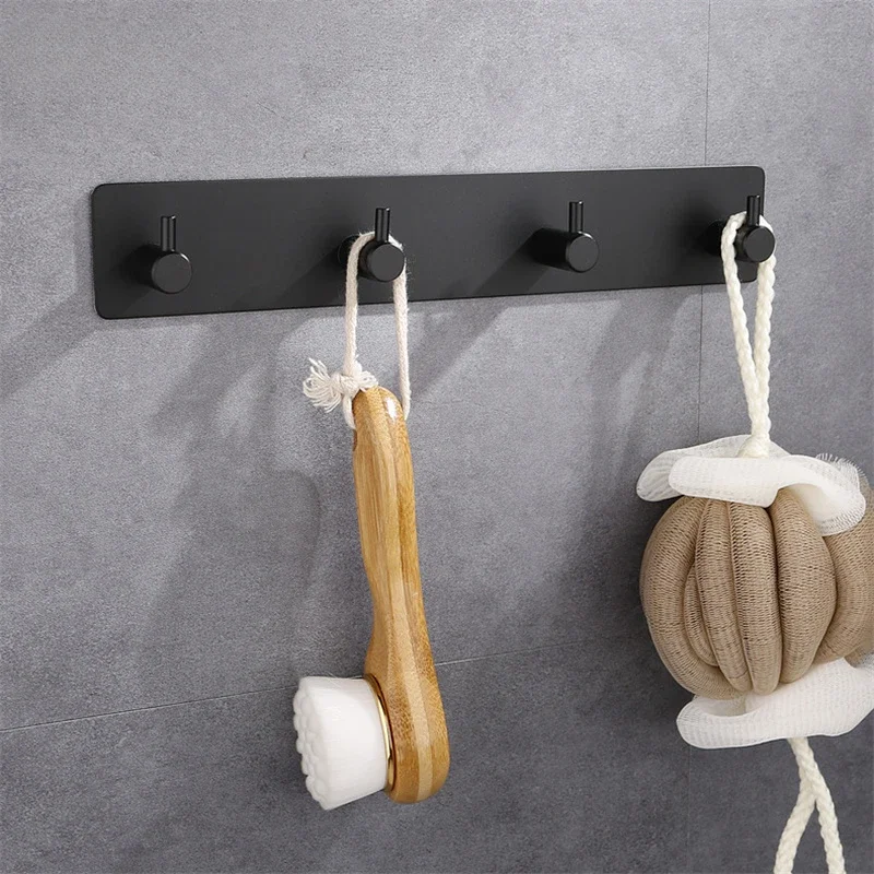 Stainless Steel Wall Hook Sticker Adhesive Door Hook Towel Clothes Robe Rack Bathroom Accessories Towel Holder Bathroom Set