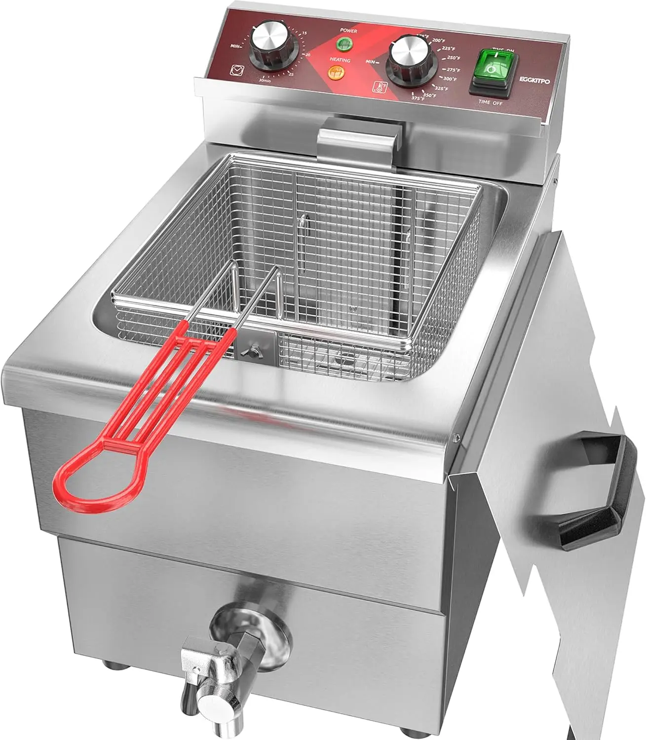 Deep Fryer 12L Large Electric With Oil Drain And Timer Deep With Basket And Lid Stainless Steel Countertop