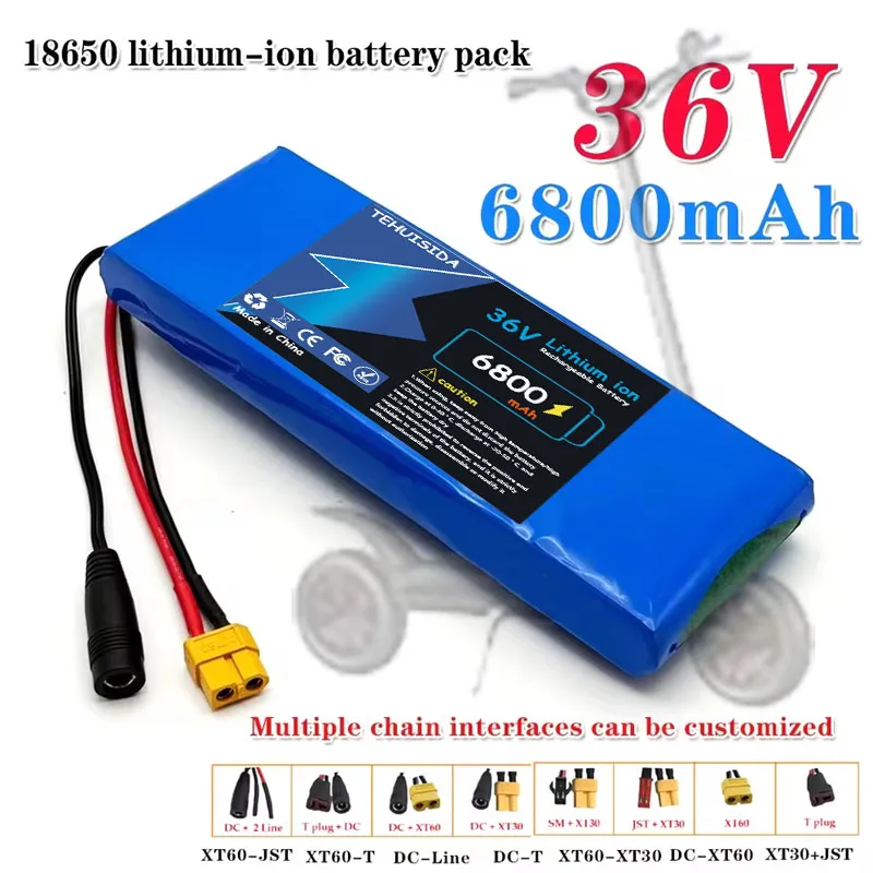 

Batería De 36 В 100% оригинал Nueva Batería Recargable De Iones De Litio 36V6800mAh 10S1P 18650 20A Con Scooter Y Bicicleta BMS