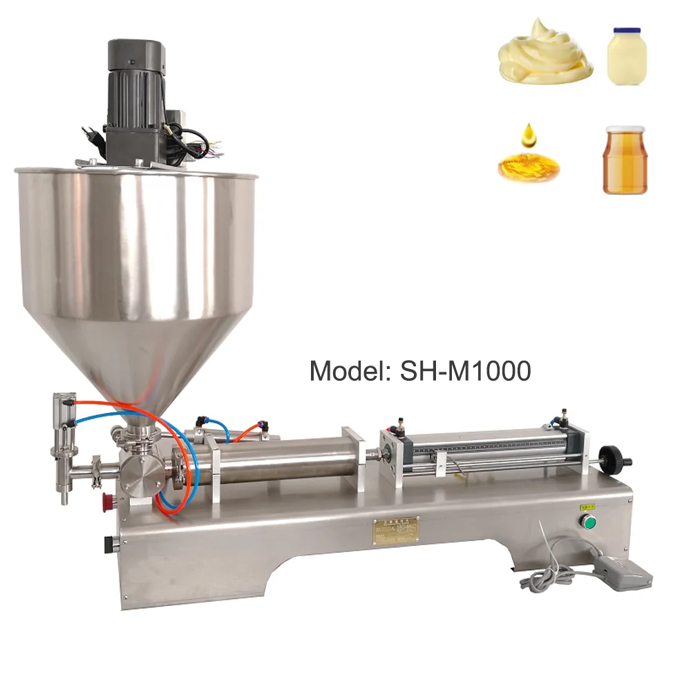 SH-1000 Pneumatic Peanut Butter Viscous Liquid Tomato Sauce Honey Semi-automatic Filling Machine