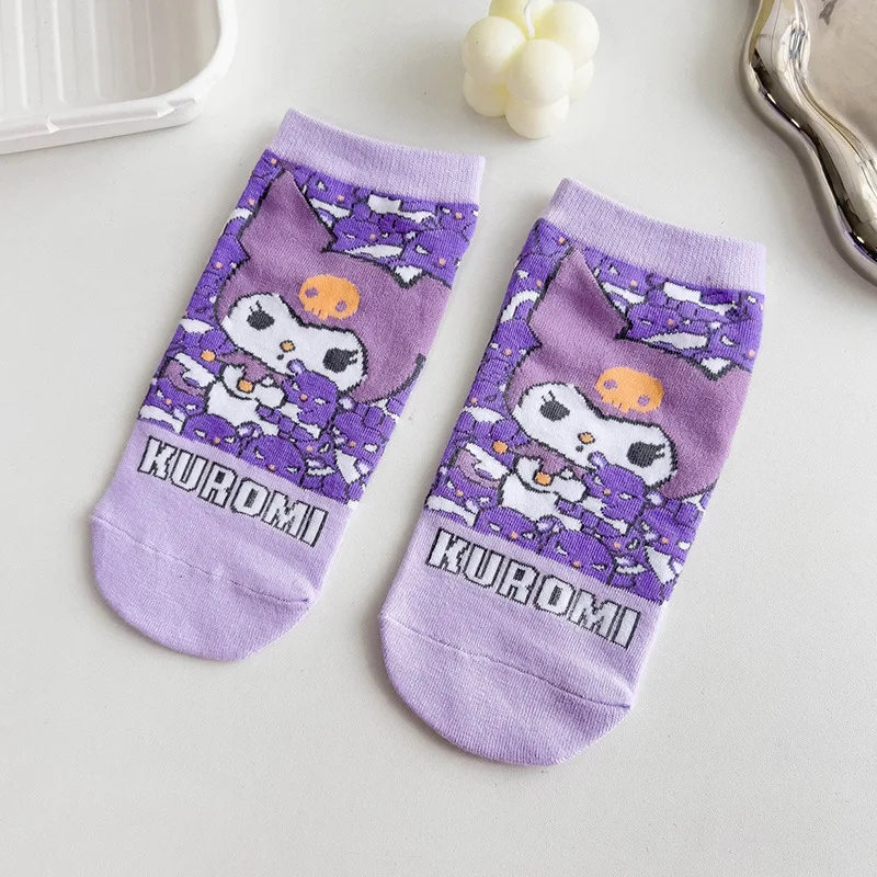Kawaii Hello Kitty chaussettes anime chaussettes Harajuku bateau chaussettes cinq paires de dessin animé mignon femme imprimé coton chaussettes en gros