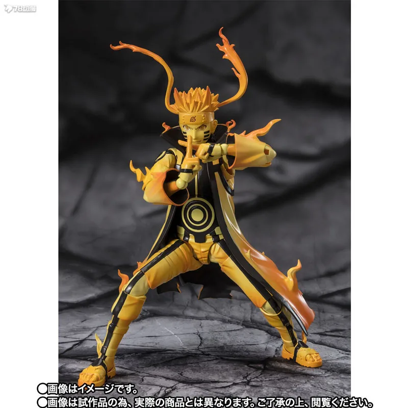 Bandai Original S.H.Figuarts Anime Figur Uzumaki Naruto (Kurama Mode) Actionfigur Spielzeug für Jungen Kinder Geschenk Sammlermodell