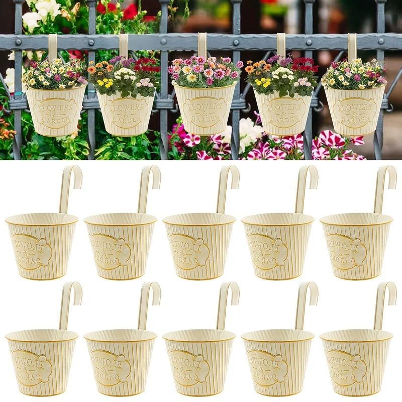 1/3pcs Vintage Wrought Iron Wall Hanging Flower Pot, Country Style Wall‑Mounted Planter for Balcony Garden Plant Decoration